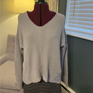 Free People V-Neck Sweater in Light Gray